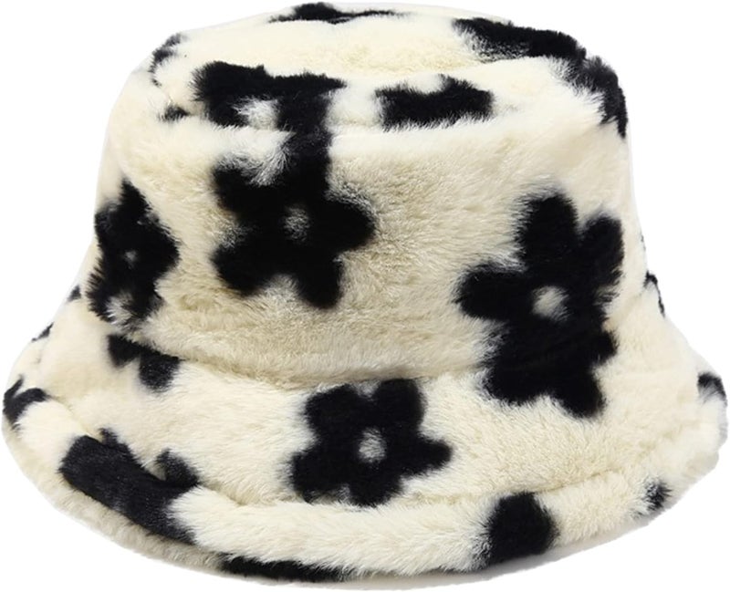 Dirholl Women's Winter Faux Fur Fuzzy Warm Bucket Hat - Image 1
